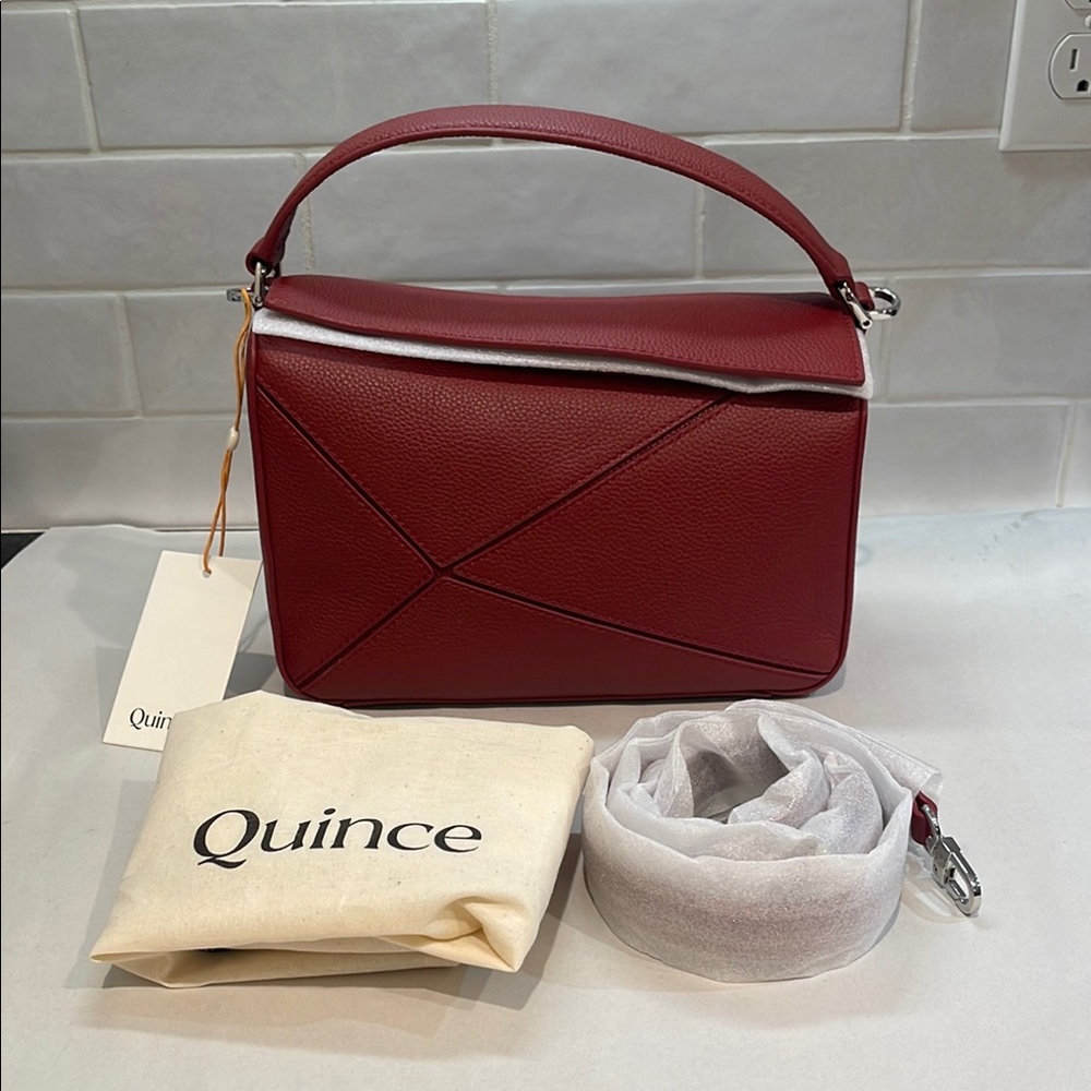 Quince Italian Leather Patchwork Crossbody in Merlot